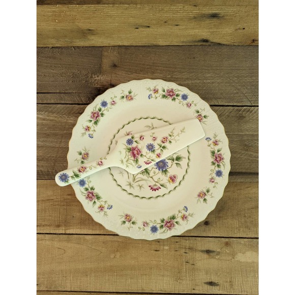 Vtg Andrea by Sadek Porcelain Spring Night Cake Plate and Server Made in Japan - Picture 2 of 9